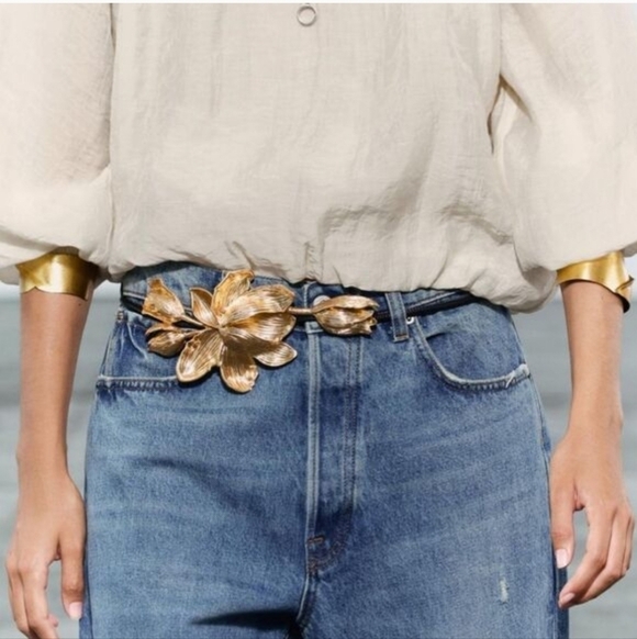 New ZARA 3d Flower Cord Adjustable Belt | NWOT main image 7